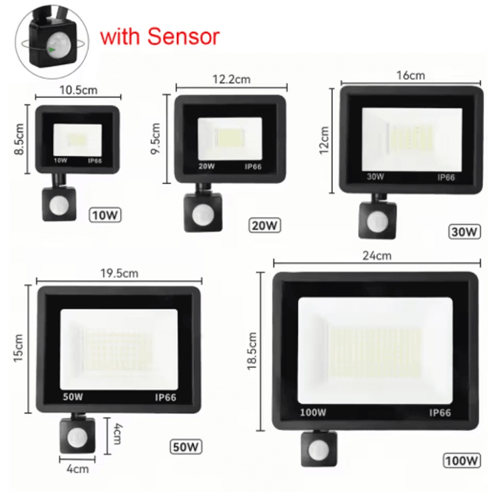 BrightSense Outdoor LED Floodlight With PIR Motion Sensor 10W100W IP66 2