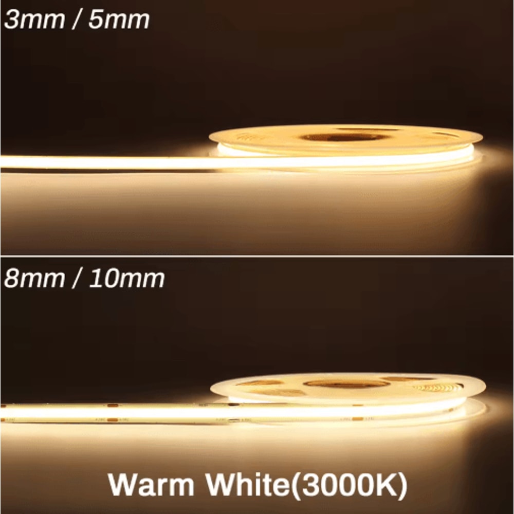 UltraLine HighDensity COB LED Strip Light 3mm 5mm 12V24V RA90 2