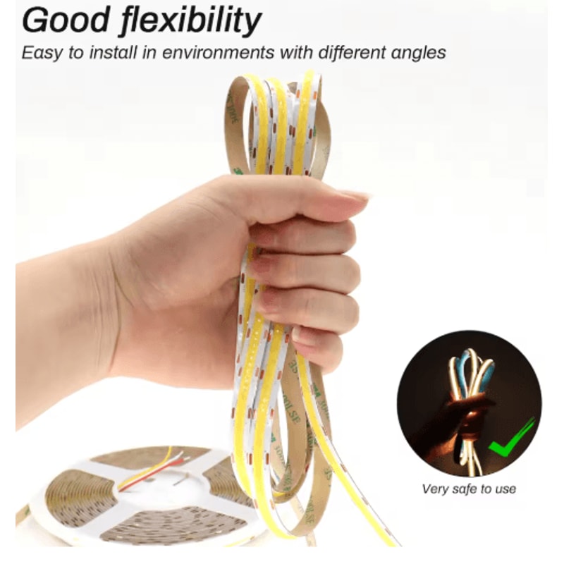 UltraLine HighDensity COB LED Strip Light 3mm 5mm 12V24V RA90 5