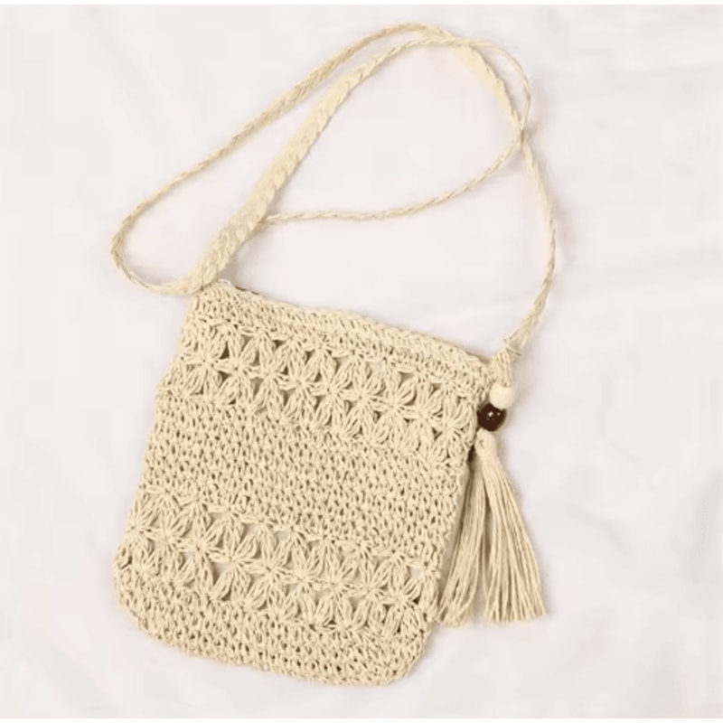 Solara HalfMoon Straw Crossbody Bag Handmade Summer Rattan Handbag 2