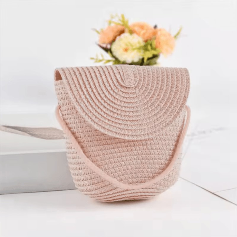 Solara HalfMoon Straw Crossbody Bag Handmade Summer Rattan Handbag 6