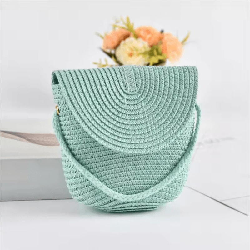 Solara HalfMoon Straw Crossbody Bag Handmade Summer Rattan Handbag 9