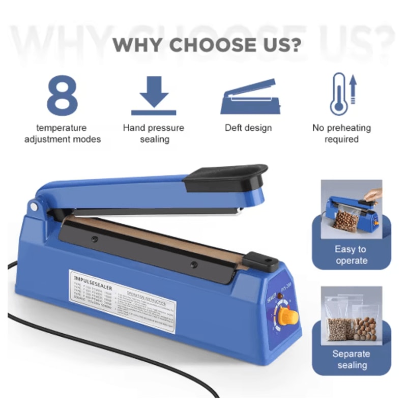 SealPro 8 Inch Manual Impulse Heat Sealer For Plastic And Shrink Bags 7