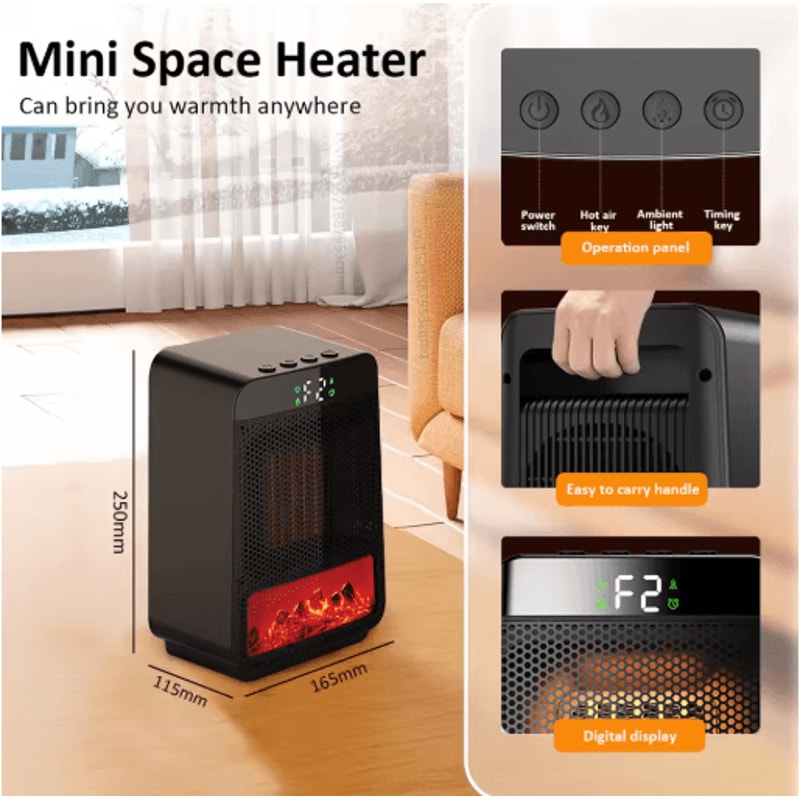 HeatEase Desktop Electric Hot Air Blower With Thermostat 3