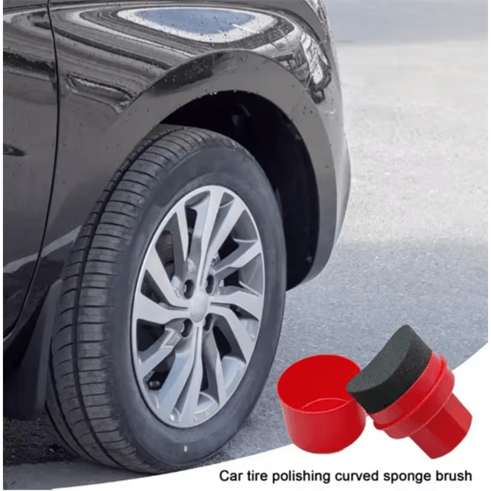 Curved Car Tire Waxing Sponge Applicator With Protective Lid 10