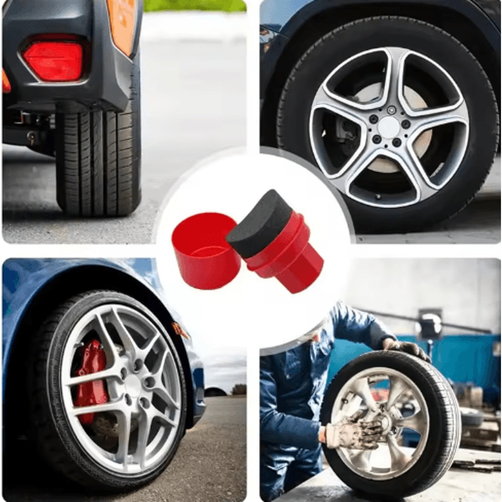 Curved Car Tire Waxing Sponge Applicator With Protective Lid 9