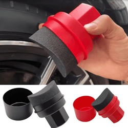 curved car tire waxing sponge applicator with protective lid