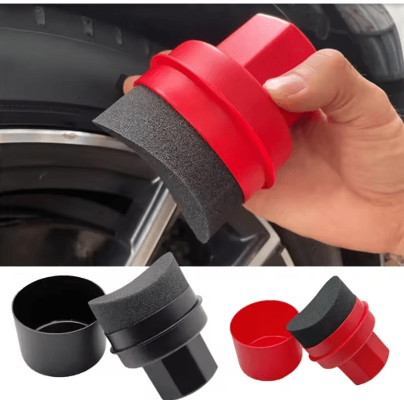 Curved Car Tire Waxing Sponge Applicator With Protective Lid 0