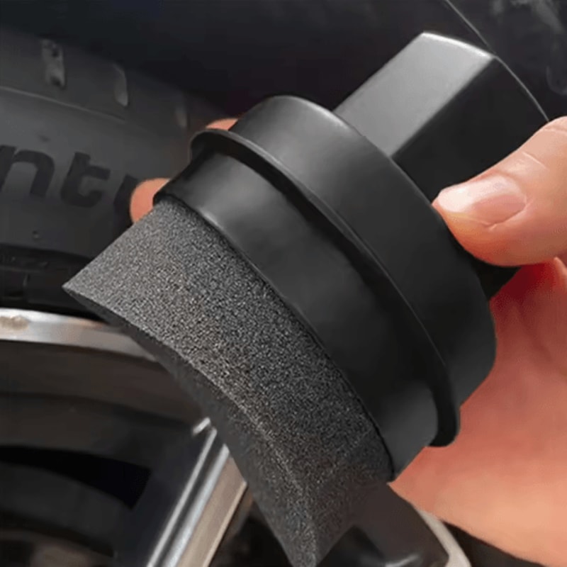 Curved Car Tire Waxing Sponge Applicator With Protective Lid 12