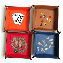 pu leather folding valet tray organizer for desk and travel