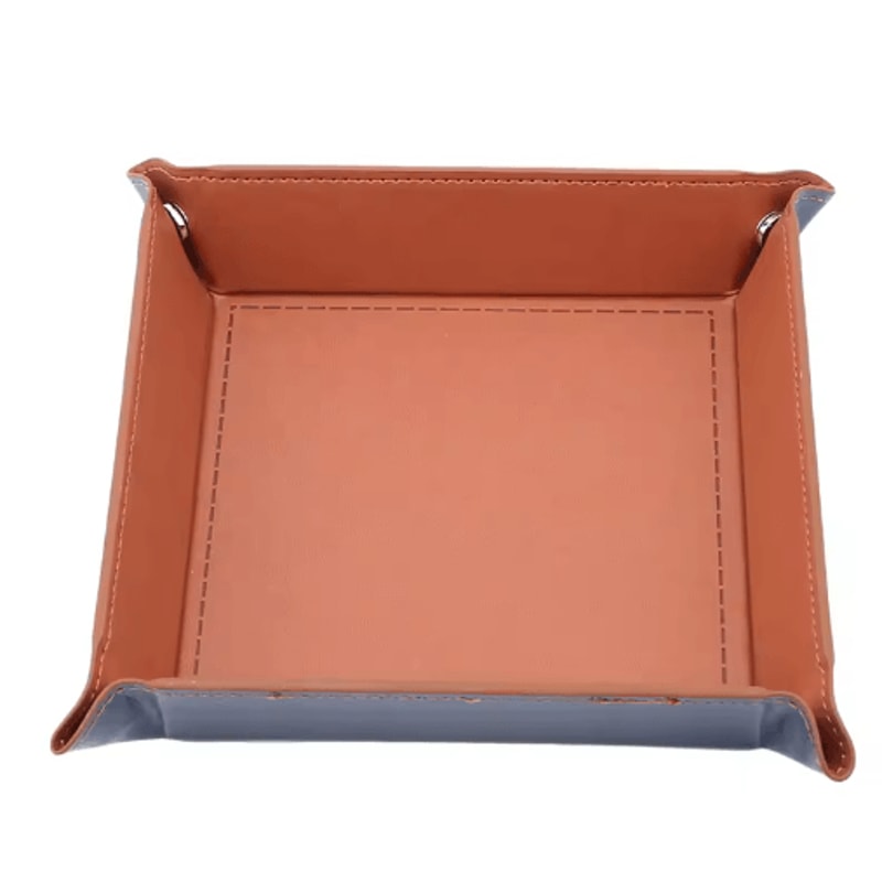 PU Leather Folding Valet Tray Organizer For Desk And Travel 3
