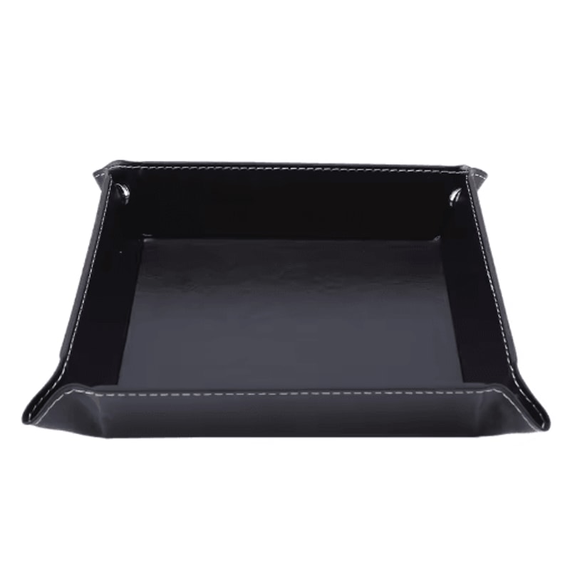 PU Leather Folding Valet Tray Organizer For Desk And Travel 6