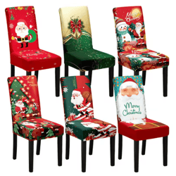 christmas high back dining chair cover set festive elastic decoration