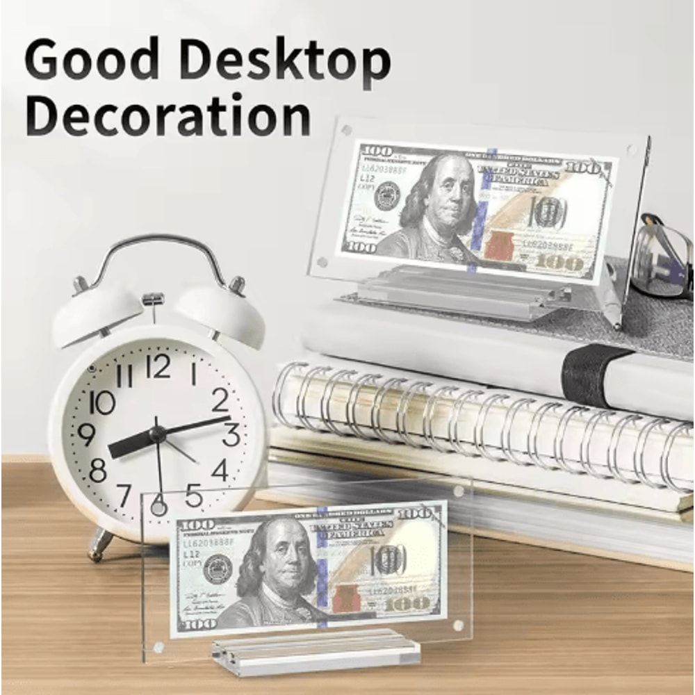 Clear Acrylic Dollar Bill And Commemorative Coin Display Frame With Base 1 To 2 PCS 6