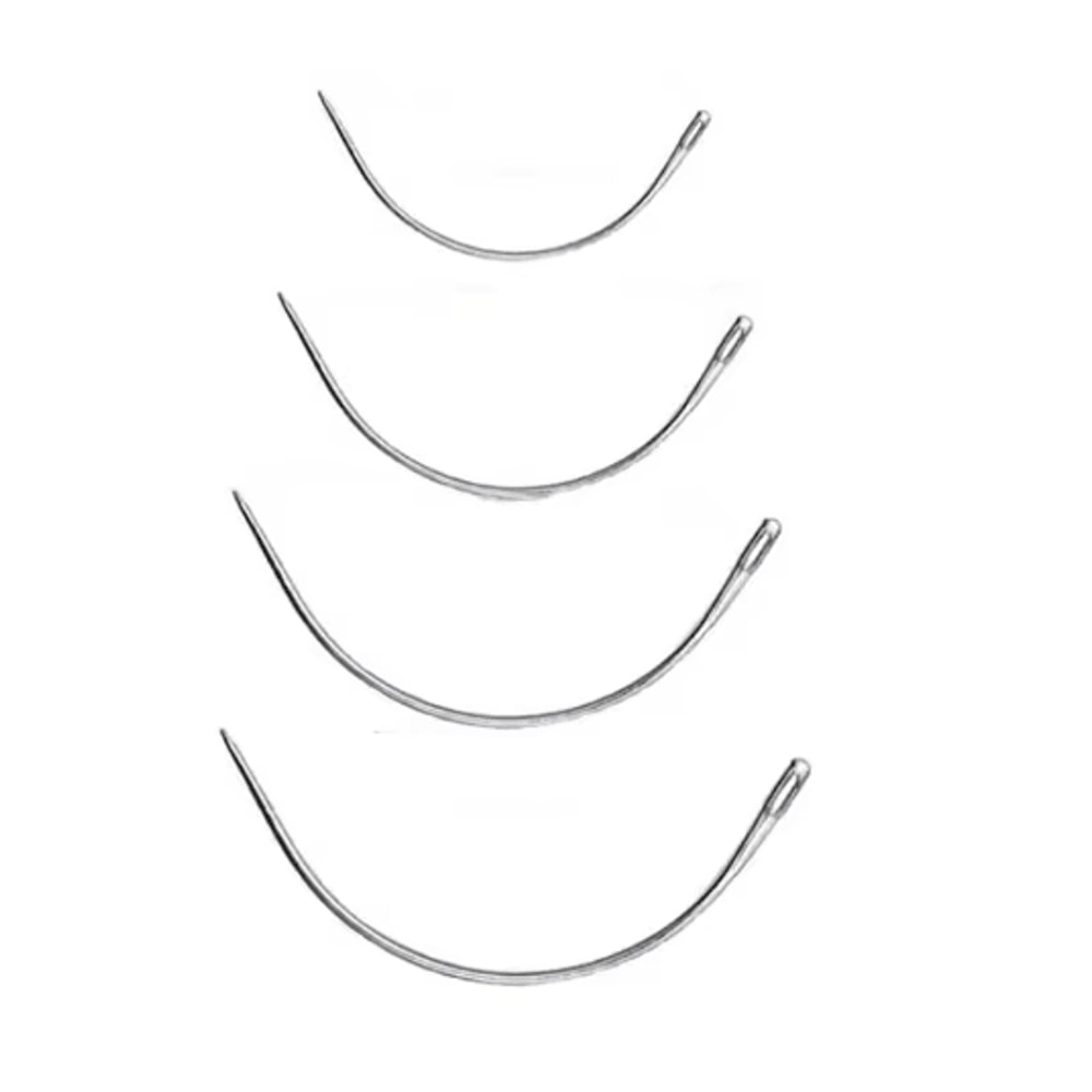 C Type Curved Leather Sewing Needles Set For Hand Stitching 4 PCS 1
