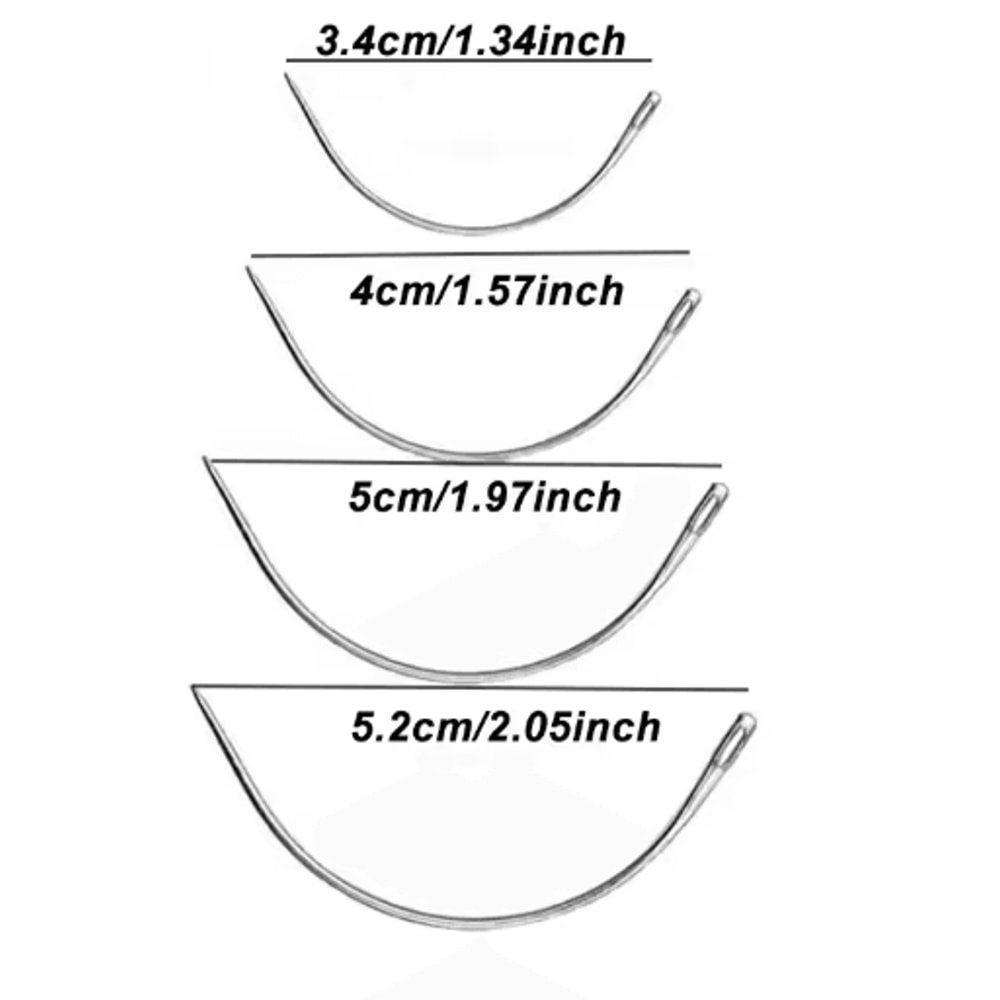 C Type Curved Leather Sewing Needles Set For Hand Stitching 4 PCS 2
