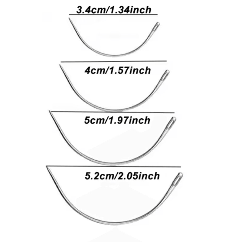 C Type Curved Leather Sewing Needles Set For Hand Stitching 4 PCS 2