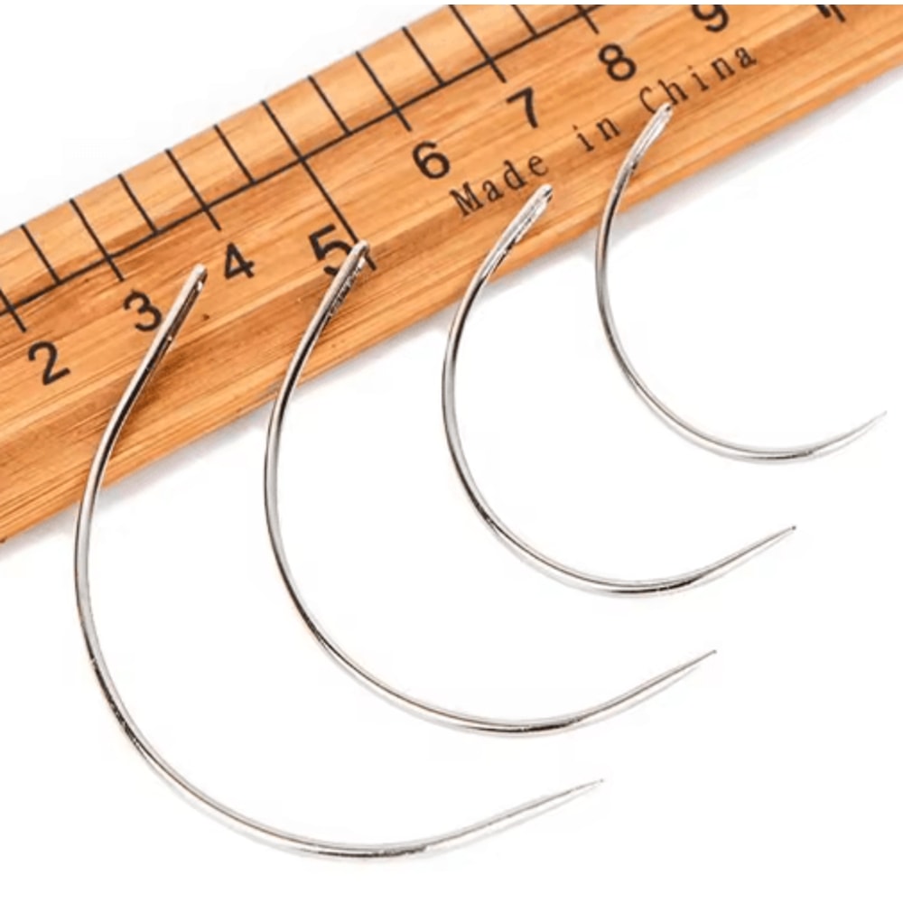 C Type Curved Leather Sewing Needles Set For Hand Stitching 4 PCS 5