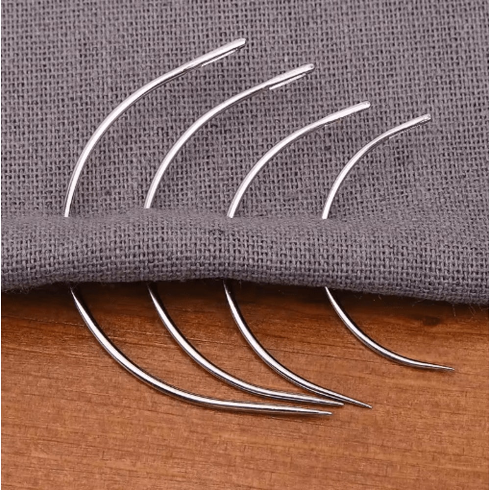 C Type Curved Leather Sewing Needles Set For Hand Stitching 4 PCS 0