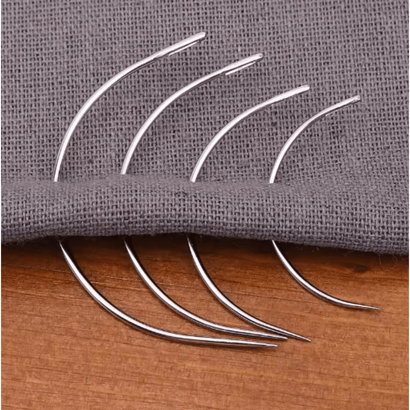 C Type Curved Leather Sewing Needles Set For Hand Stitching 4 PCS 0