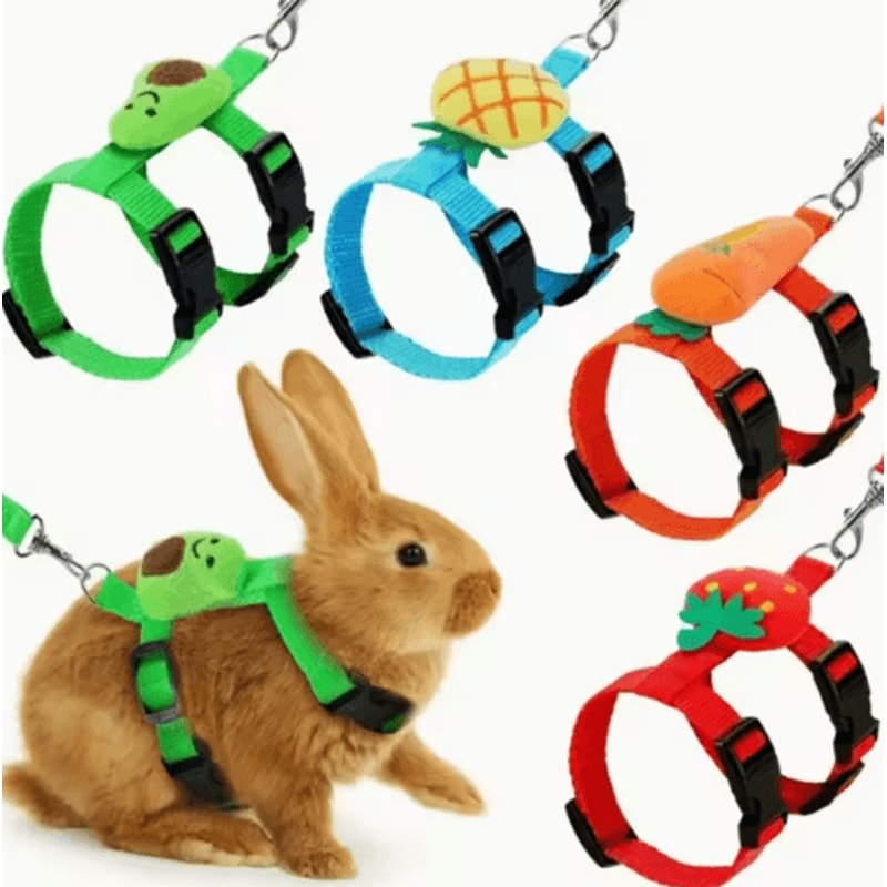 Adjustable Rabbit Harness And Leash Set For Small Animals Cute And Secure Outdoor Walking Gear 0