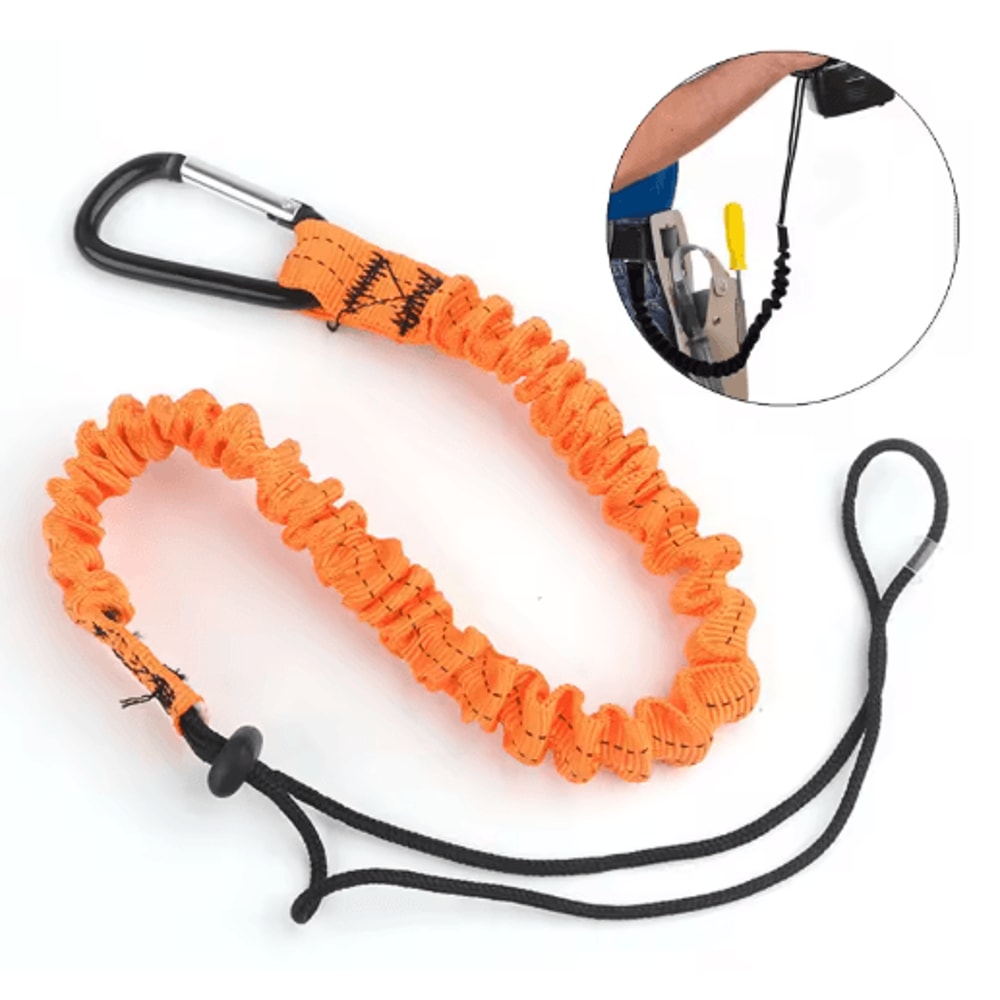Professional Safety Lanyard With Elastic Buffer And Carabiner High Altitude Anti Fall Protection Be 5