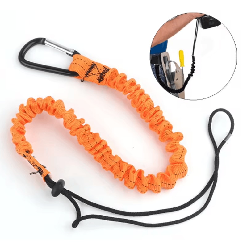 Professional Safety Lanyard With Elastic Buffer And Carabiner High Altitude Anti Fall Protection Be 5