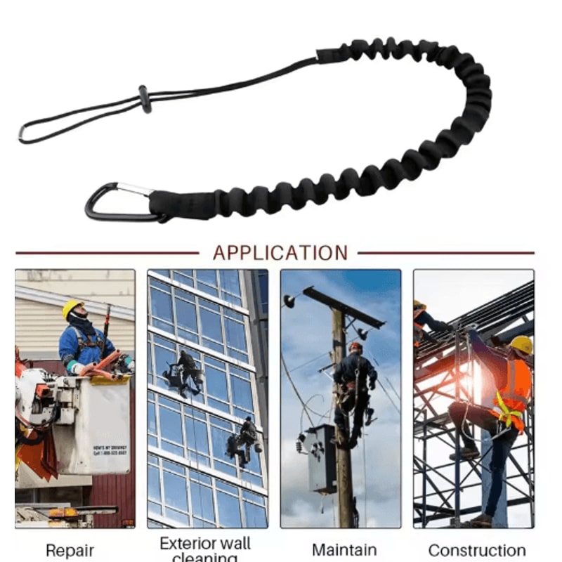 Professional Safety Lanyard With Elastic Buffer And Carabiner High Altitude Anti Fall Protection Be 6