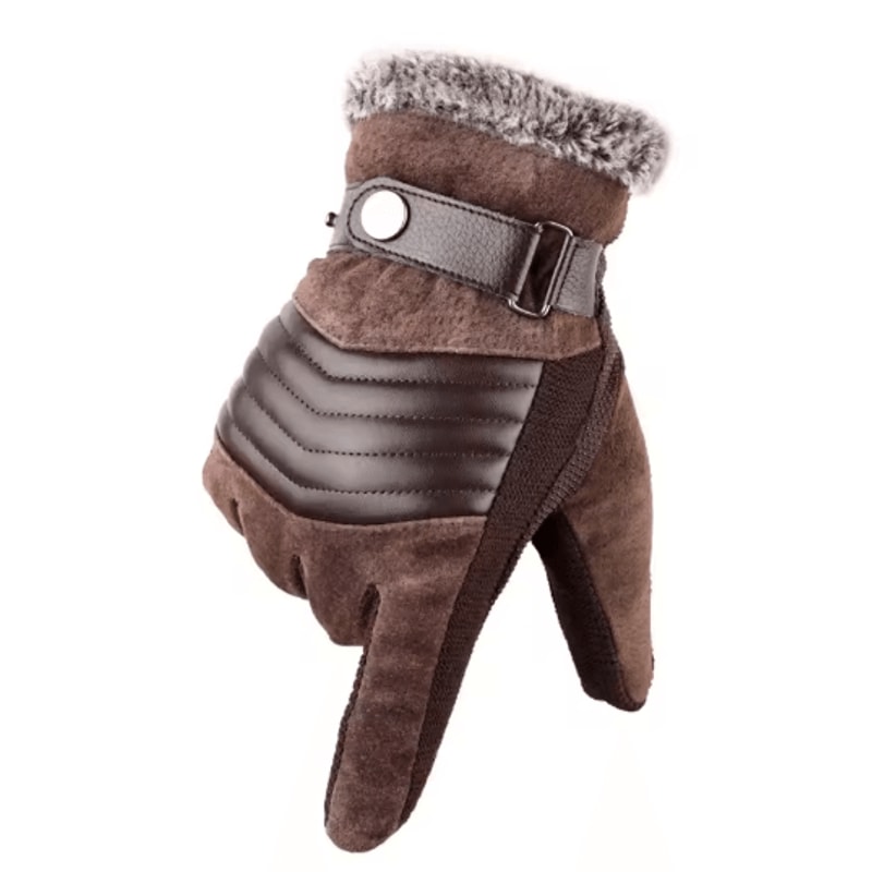 Touch Screen Winter Gloves For Men Genuine Leather Full Finger Warm Outdoor Gloves 2