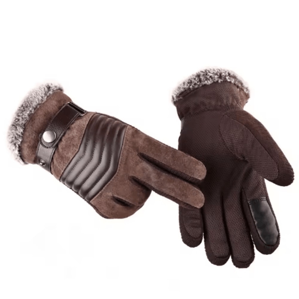 Touch Screen Winter Gloves For Men Genuine Leather Full Finger Warm Outdoor Gloves 0
