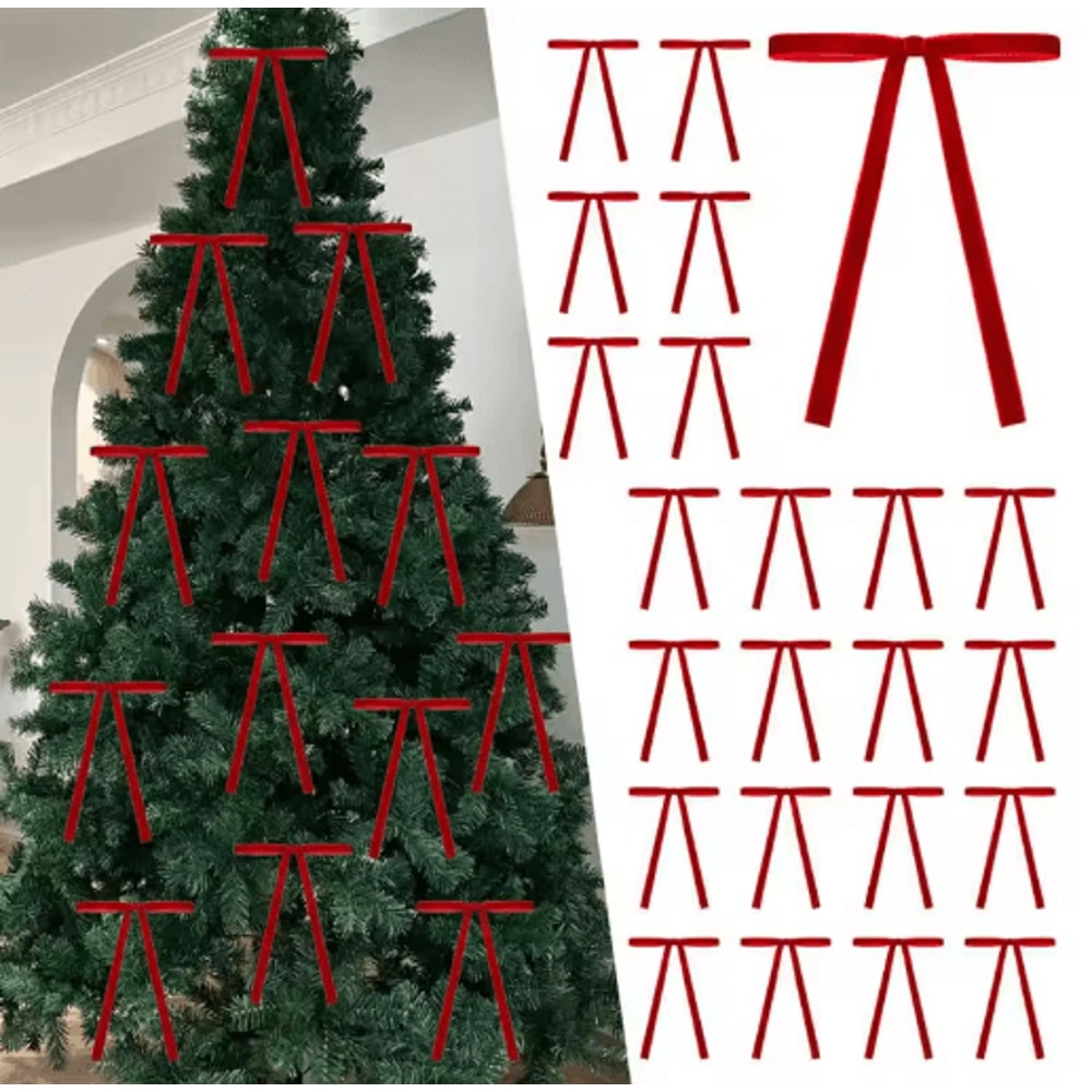 Velvet Christmas Tree Bows Set Vintage Ribbon Bows For Wreaths Gifts And Garland 10 20PCS 9