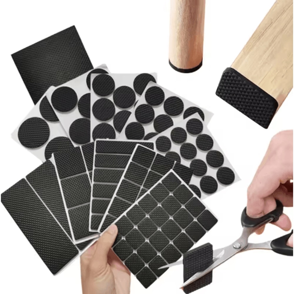 Adhesive Rubber Furniture Pads Set Non Slip Floor Protectors For Chairs Table Legs 12 To 48PCS 0