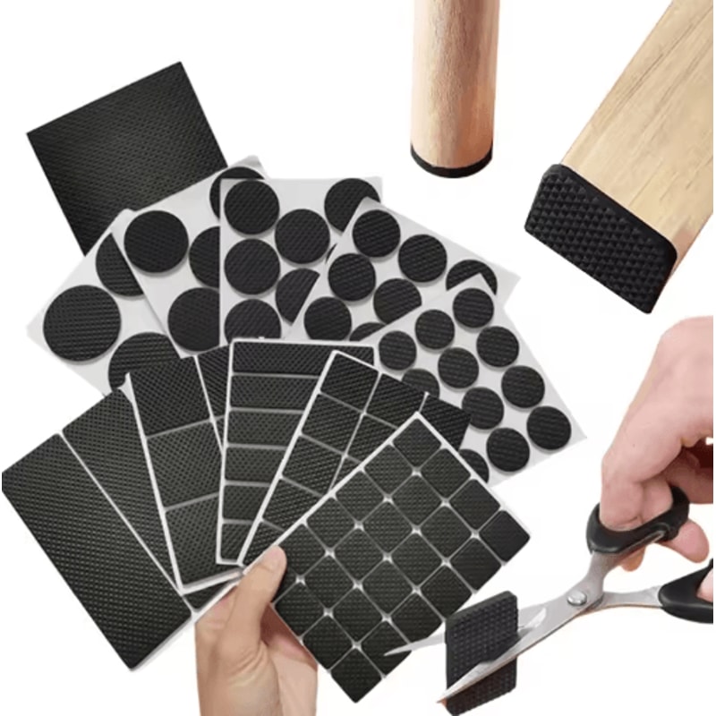 Adhesive Rubber Furniture Pads Set Non Slip Floor Protectors For Chairs Table Legs 12 To 48PCS 0