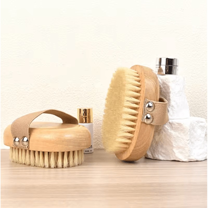 Natural Bristle Body Brush For Wet And Dry Use Exfoliating Massage Tool For Skin Renewal 0