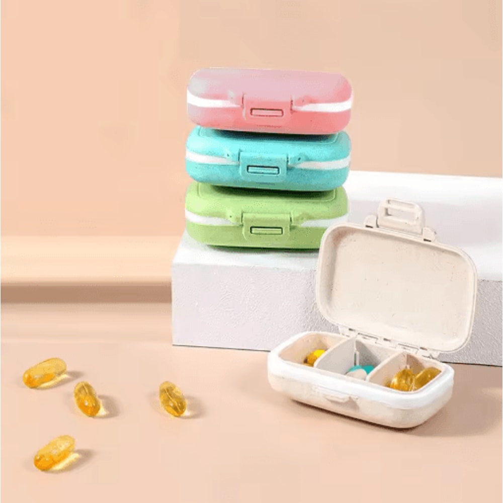 Mini Portable Pill Organizer Case 3 Grid Weekly Medicine Storage Box 8