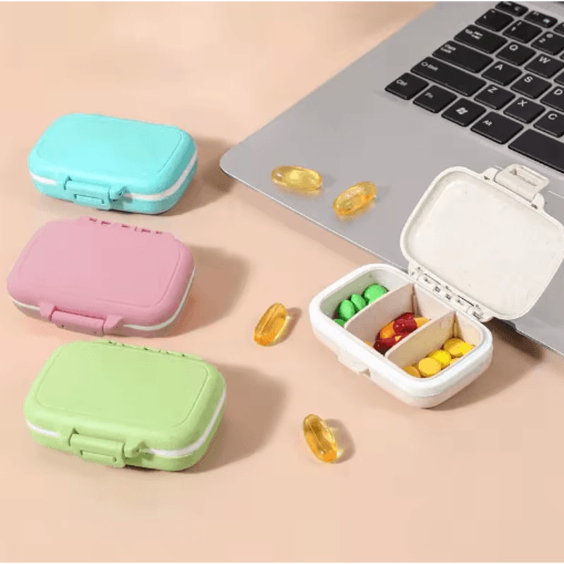 Mini Portable Pill Organizer Case 3 Grid Weekly Medicine Storage Box 9