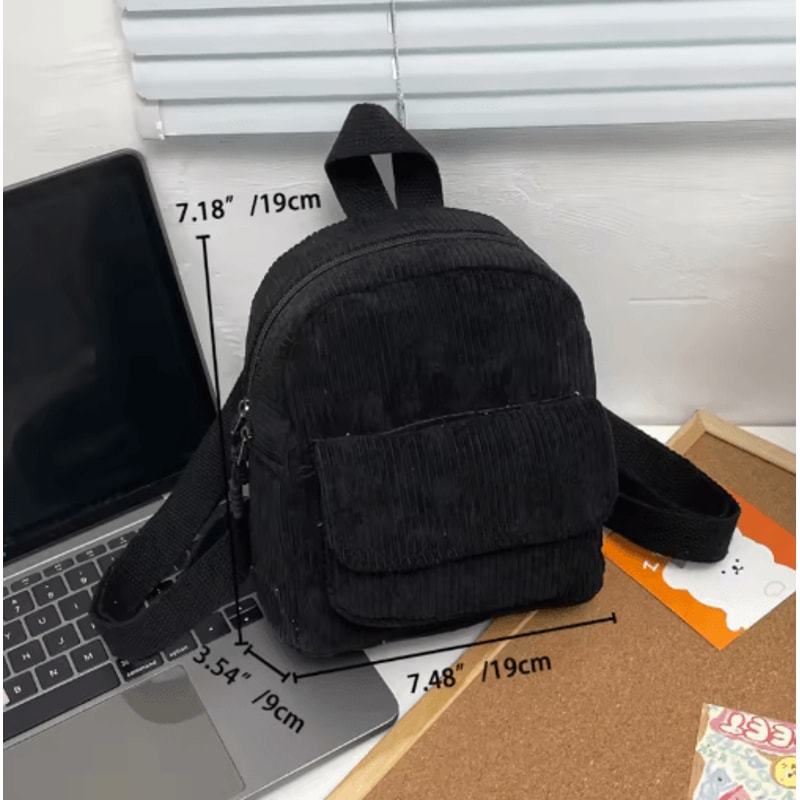 Corduroy Mini Backpack For Girls Lightweight Casual Travel And School Rucksack 6