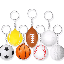 pu leather stress ball keychain mini foam squeeze toy for anxiety relief