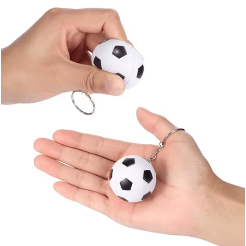 PU Leather Stress Ball Keychain Mini Foam Squeeze Toy For Anxiety Relief 11