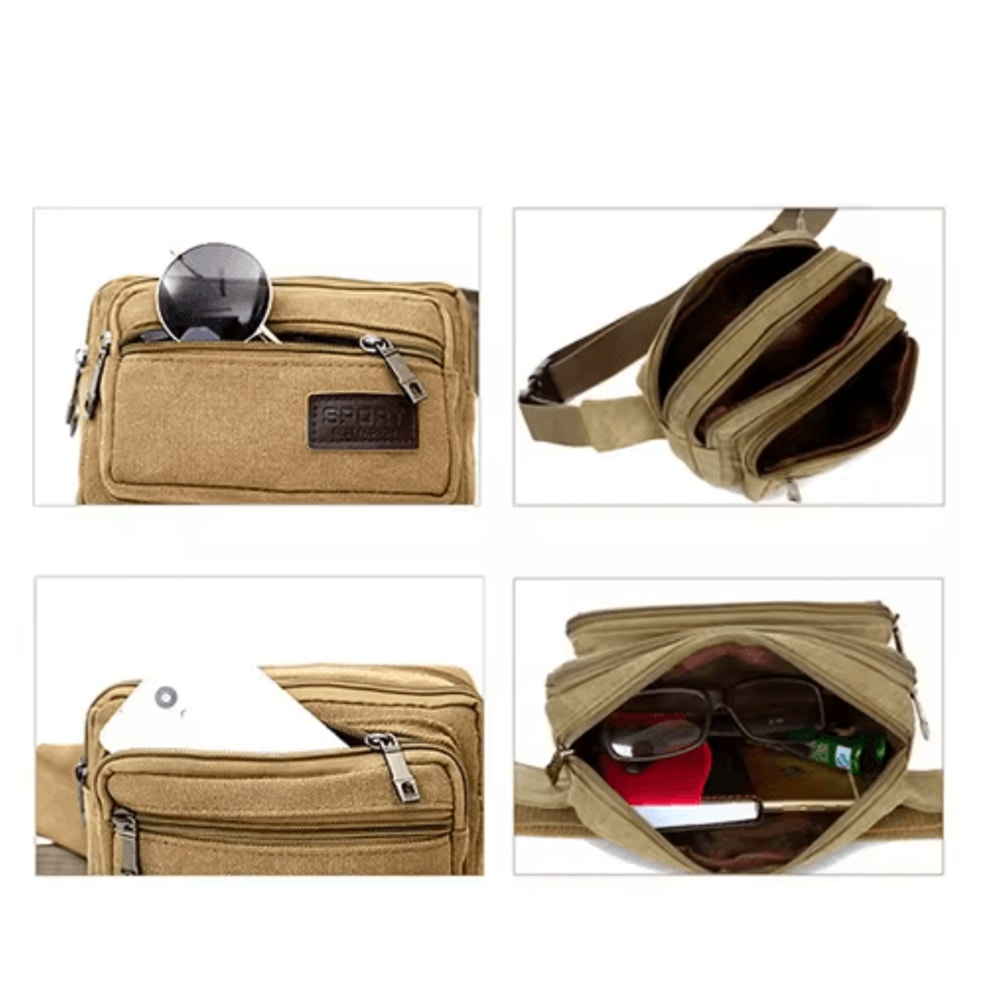 Canvas Waist Bag For Men HighCapacity Outdoor Waist Pack Phone Pouch 7