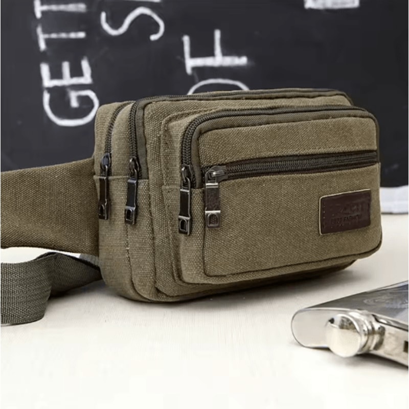 Canvas Waist Bag For Men HighCapacity Outdoor Waist Pack Phone Pouch 8