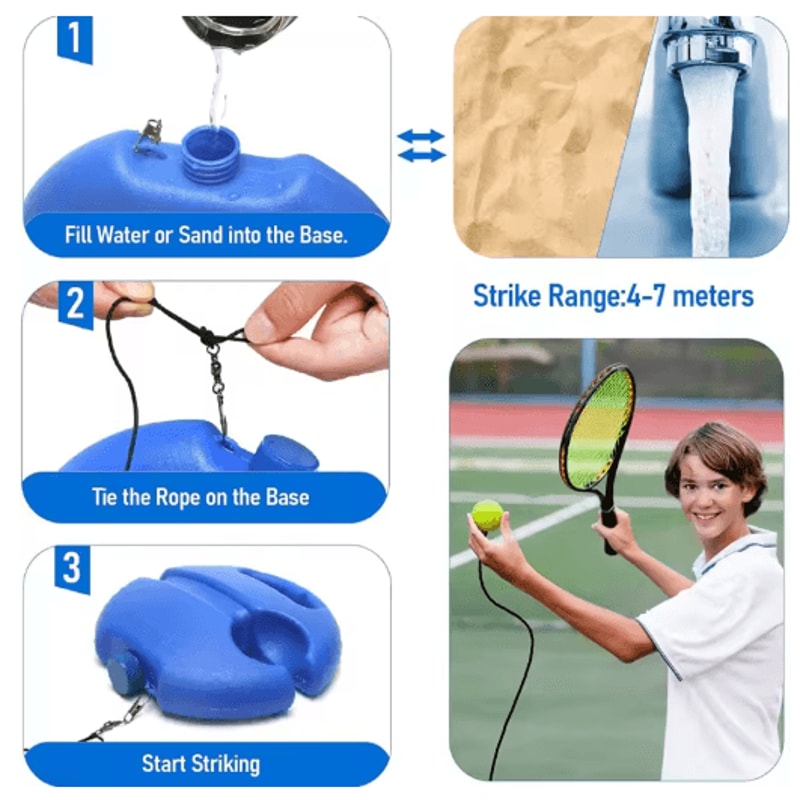 Tennis Trainer Rebound Ball Set Self Practice Training Tool With String Baseboard 2