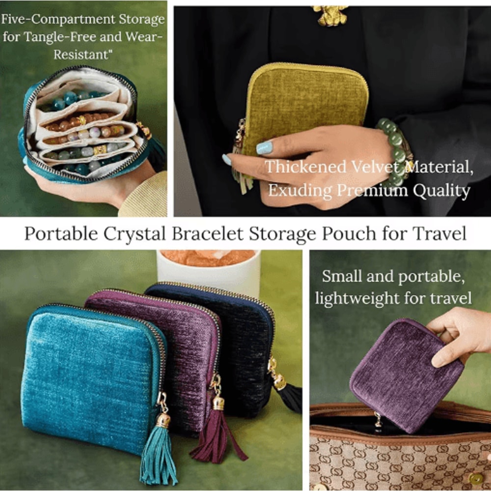 Portable Travel Jewelry Organizer Bag MultiLayer Tassel Zipper Storage For Bracelets Jade 7