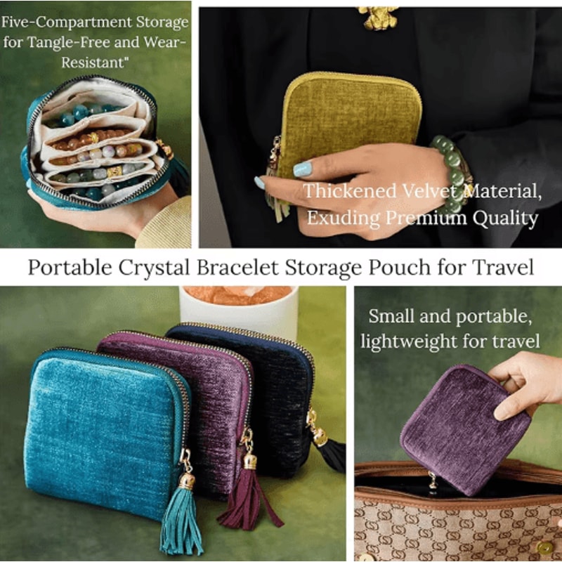 Portable Travel Jewelry Organizer Bag MultiLayer Tassel Zipper Storage For Bracelets Jade 7