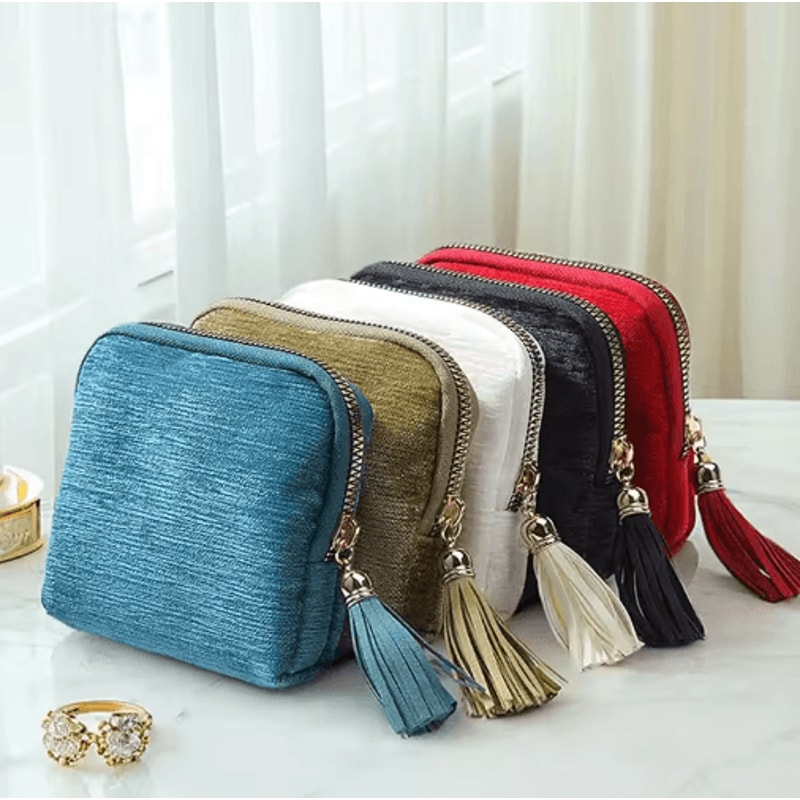 Portable Travel Jewelry Organizer Bag MultiLayer Tassel Zipper Storage For Bracelets Jade 9