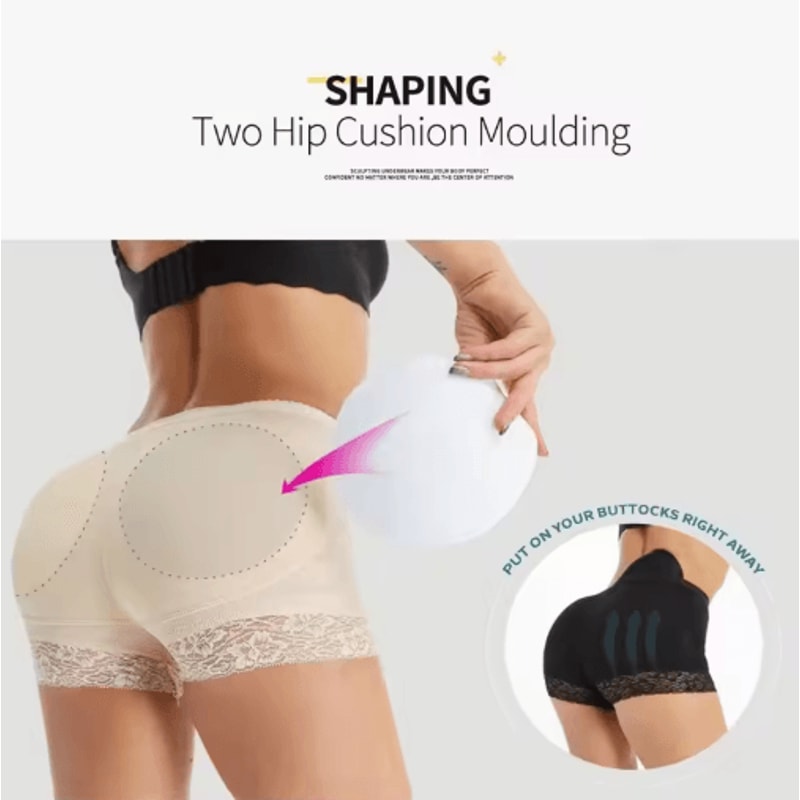 Womens High Waist Push Up Padded Panty Hip Lifting Shaping Safety Underwear 5