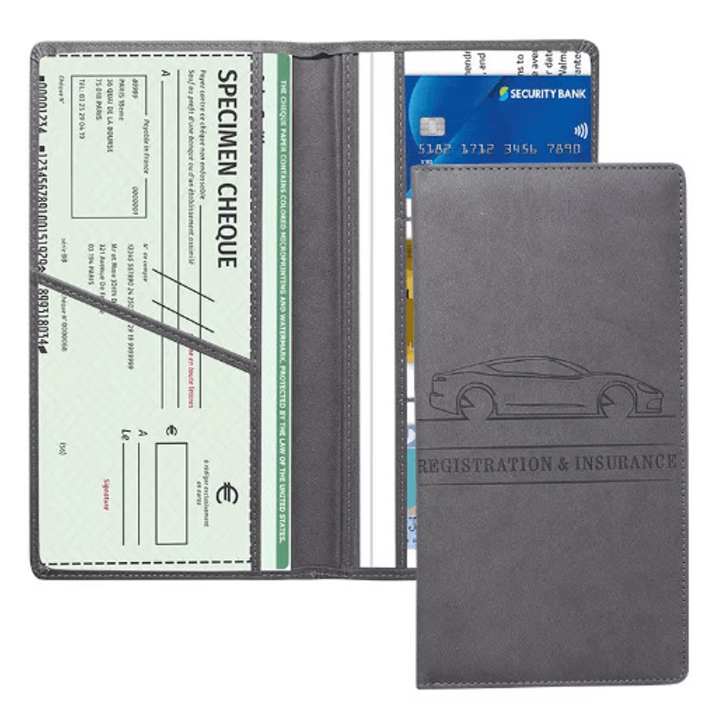 Leather Car Document Holder Registration Insurance Wallet With Card Storage 13