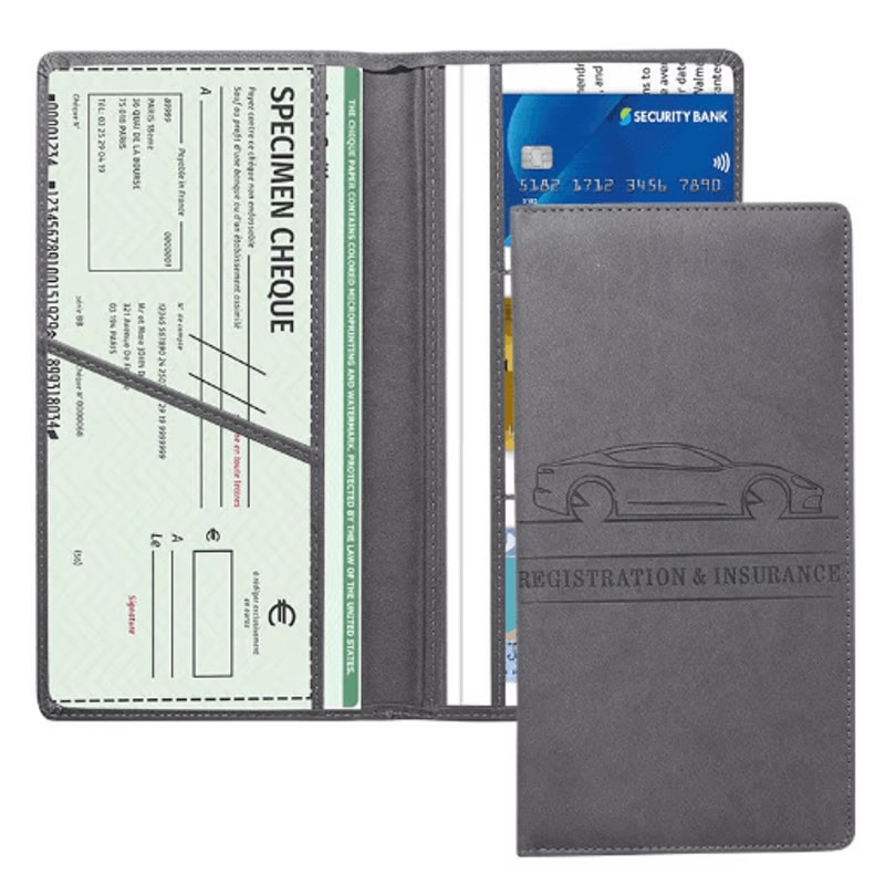 Leather Car Document Holder Registration Insurance Wallet With Card Storage 13