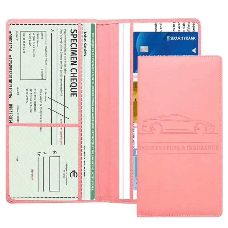Leather Car Document Holder Registration Insurance Wallet With Card Storage 14