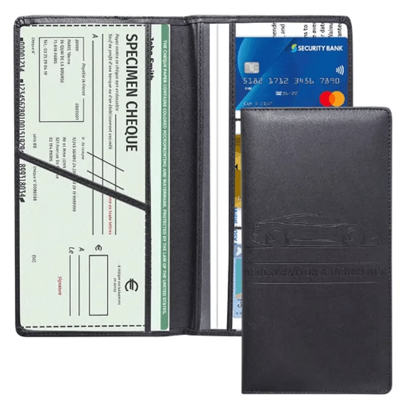 Leather Car Document Holder Registration Insurance Wallet With Card Storage 0